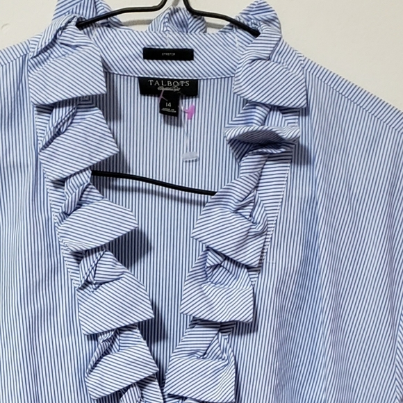 Talbots Stripes Dress Shirt Plus Size - Picture 3 of 8